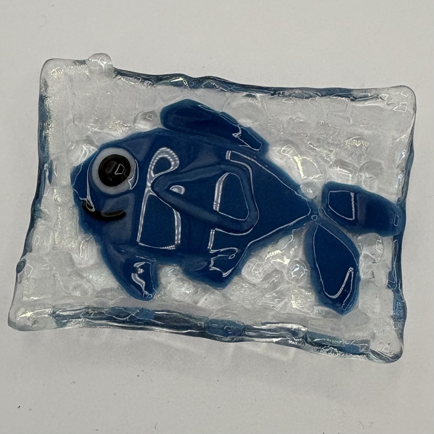 Alaina Weeks, Fused Glass Soap Dish, Blue Fish