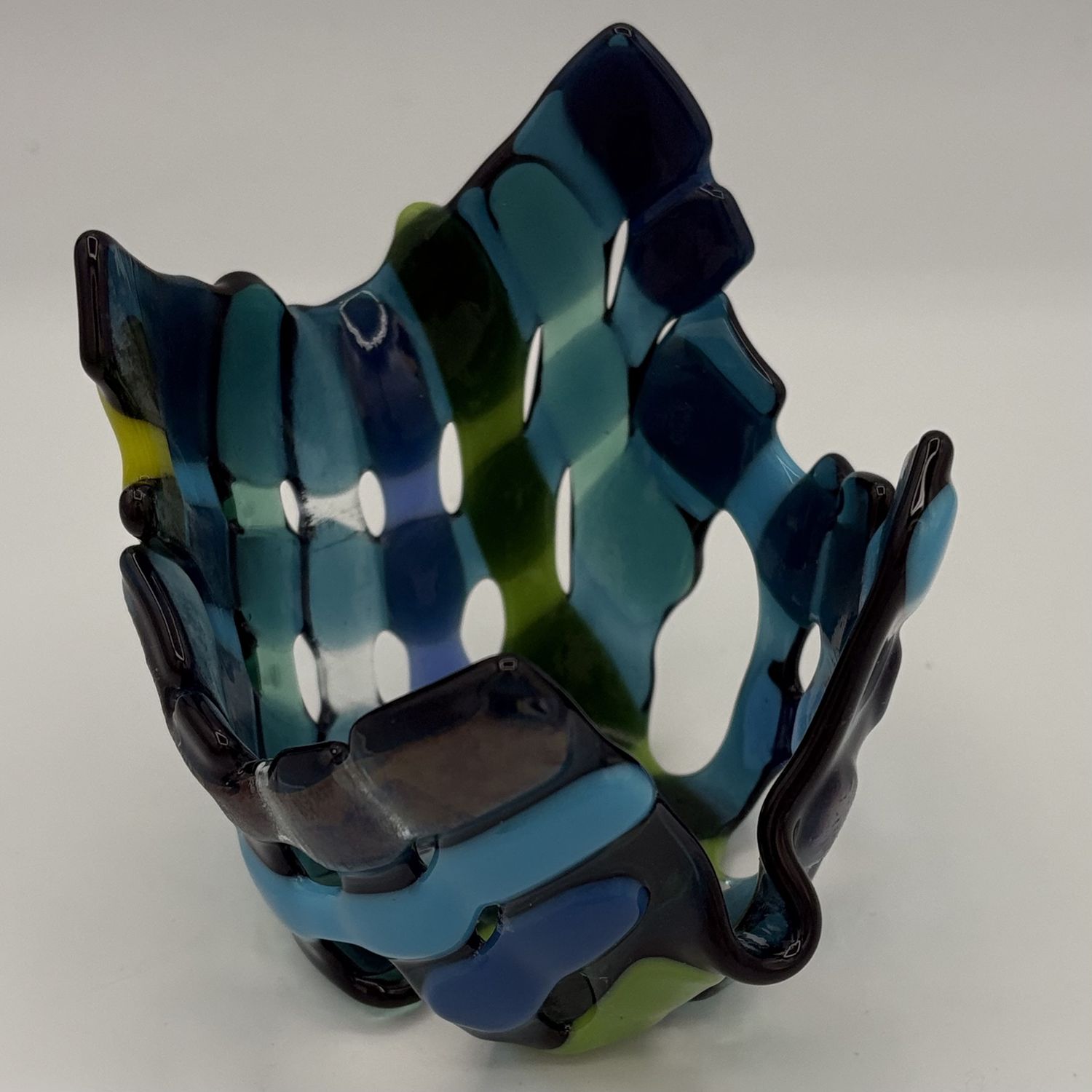 Studio, Fused Glass Drape, Cool Toned Checkerboard