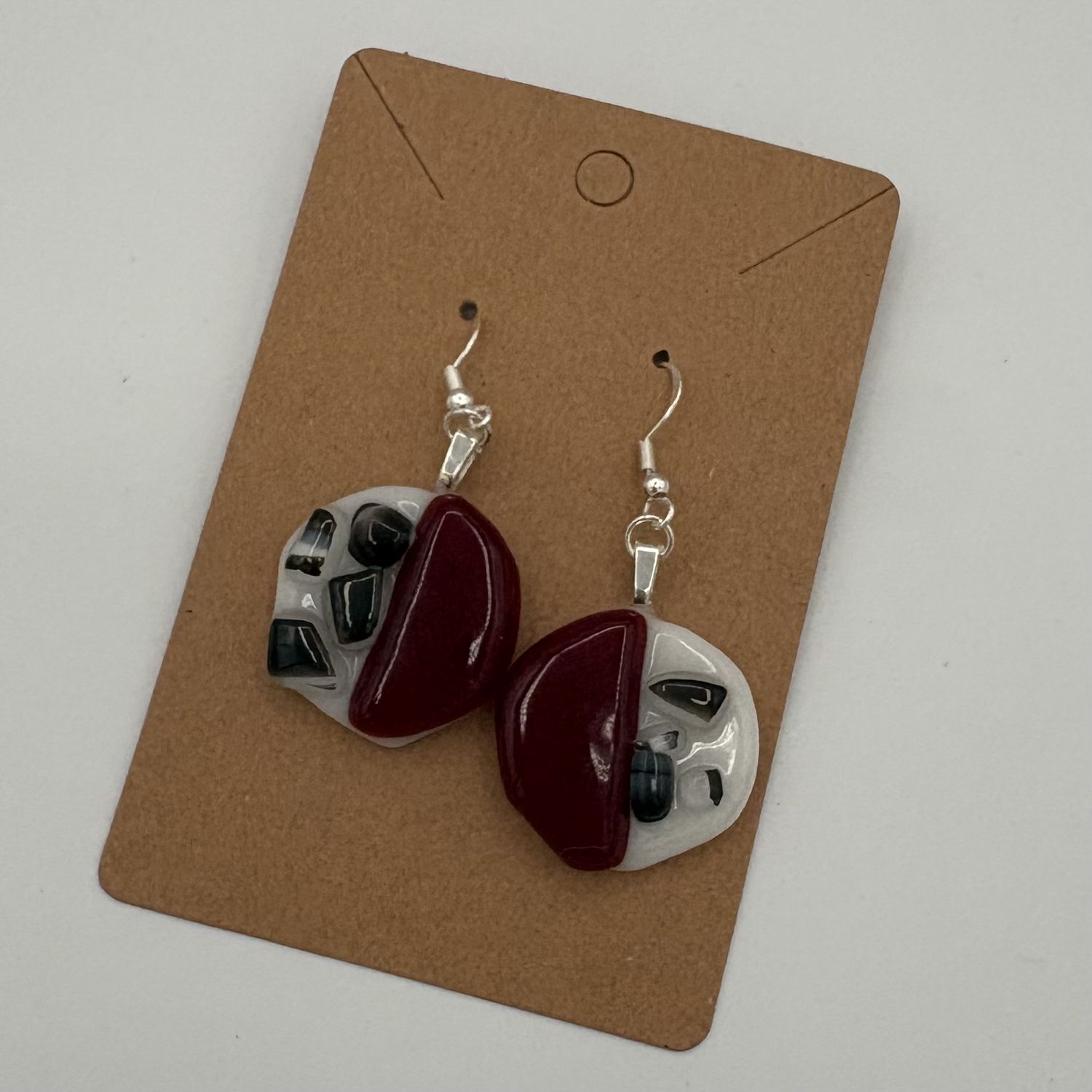 Tammy McCammon, Fused Glass Earrings, Red and Black Design
