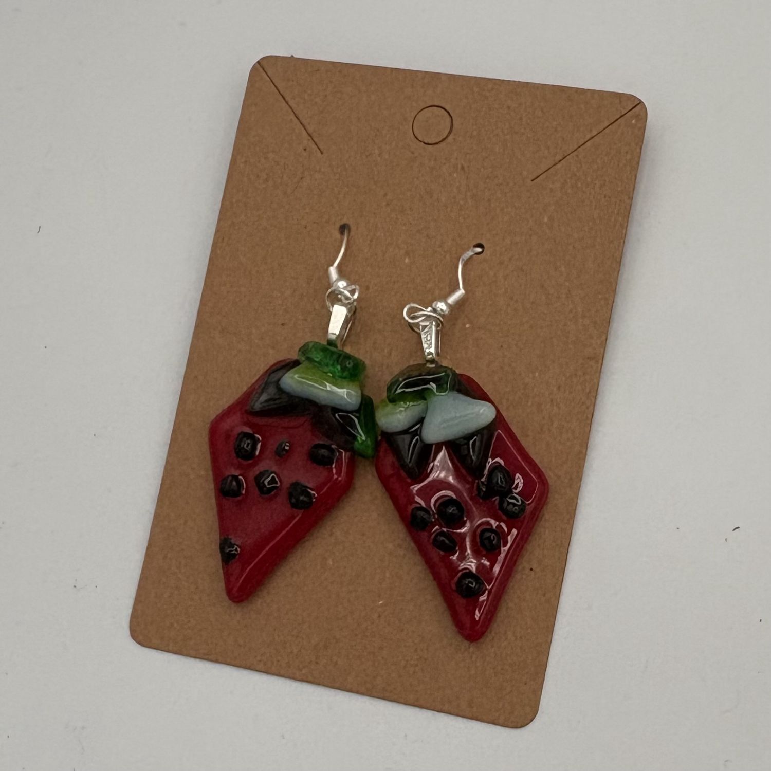 Adam Gibbemeyer, Fused Glass Earrings, Strawberries