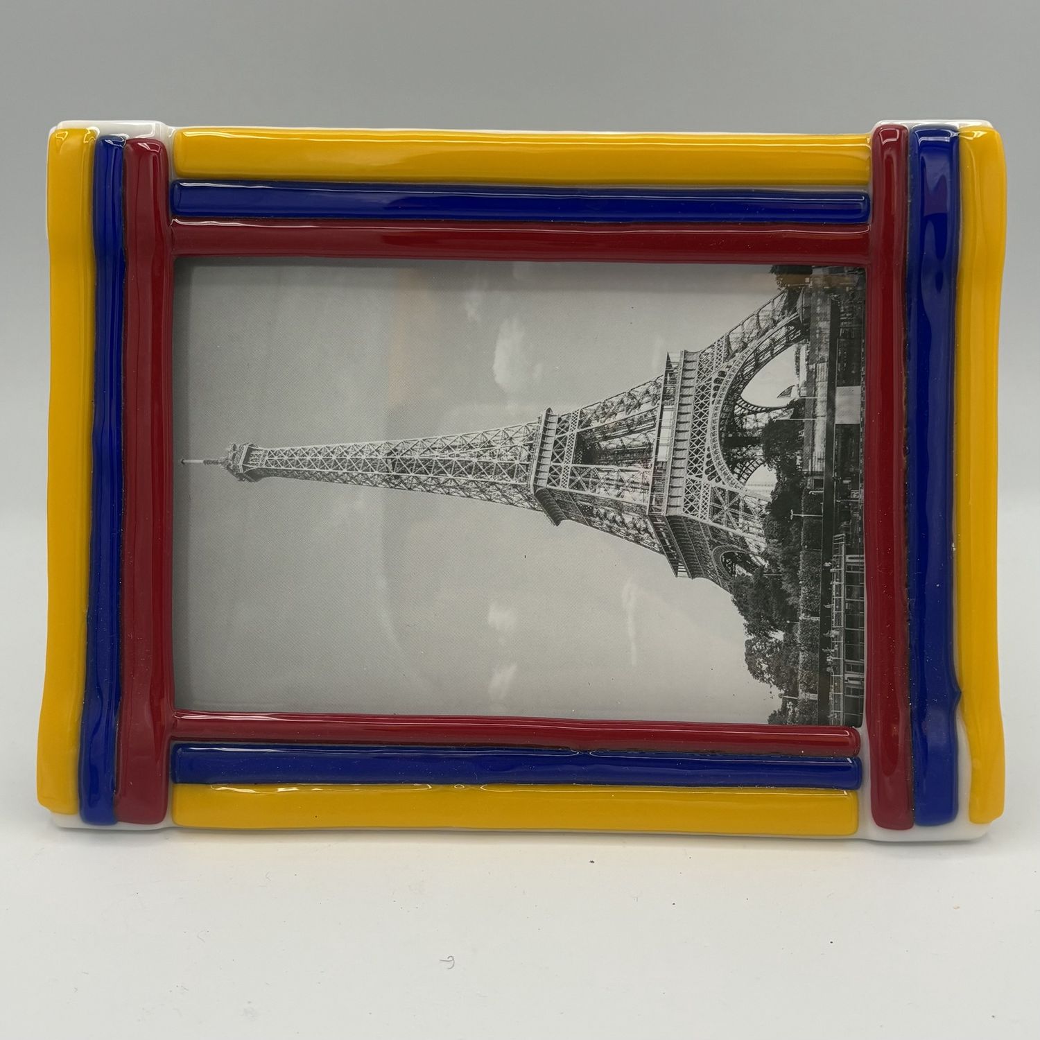Melissa Powell, Fused Glass Frame, Primary Colored Stripes