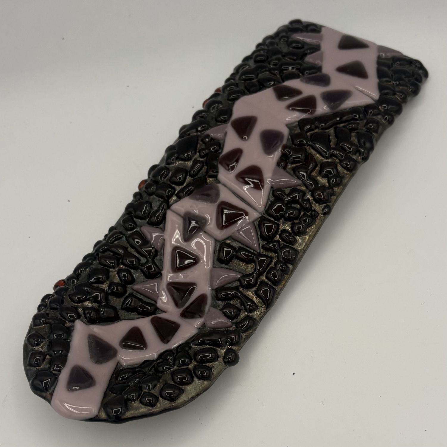 David Patrick, Fused Glass Spoon Rest, Purple Vine