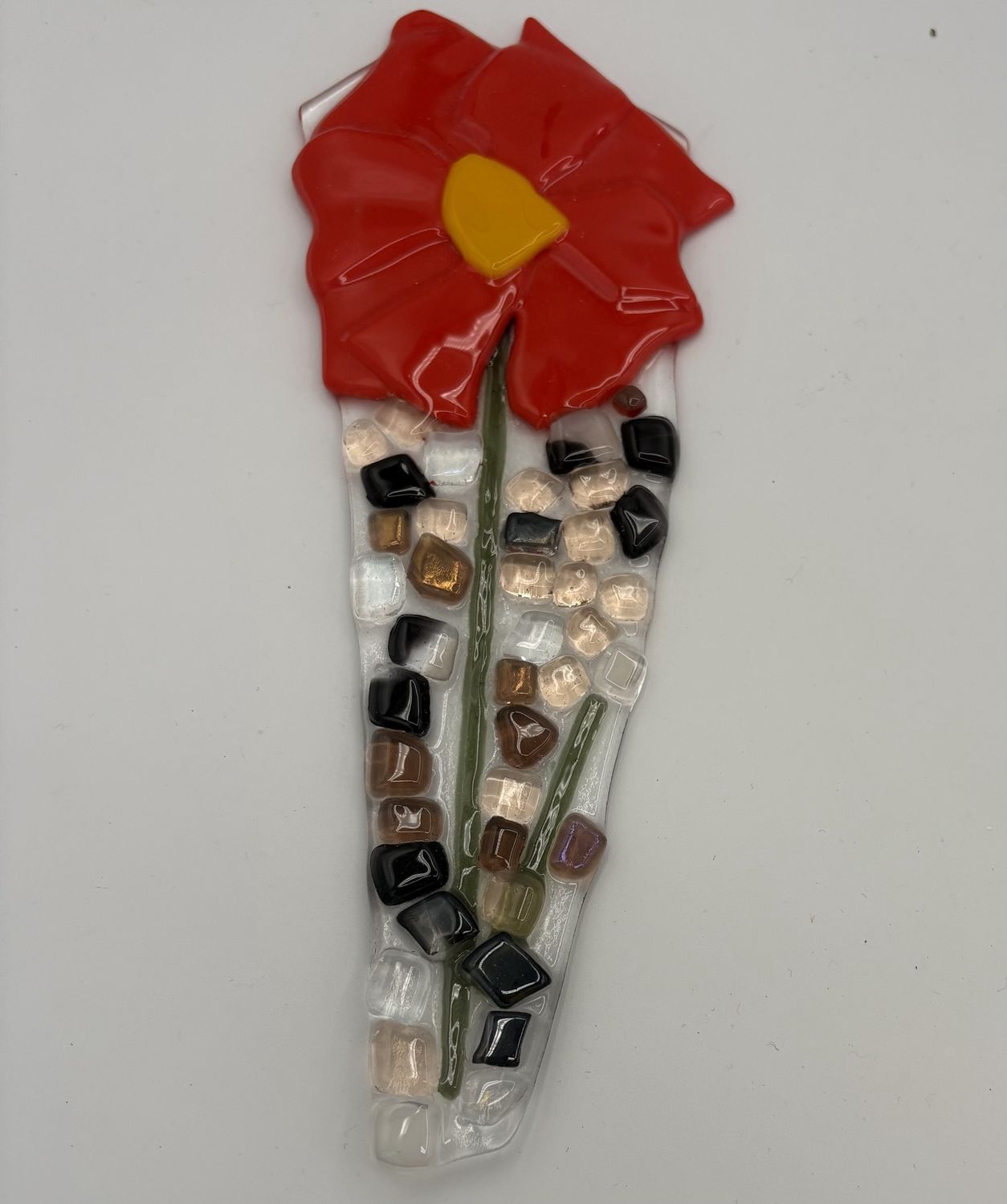 Steve Gall, Fused Glass Garden Stake, Orange Flower