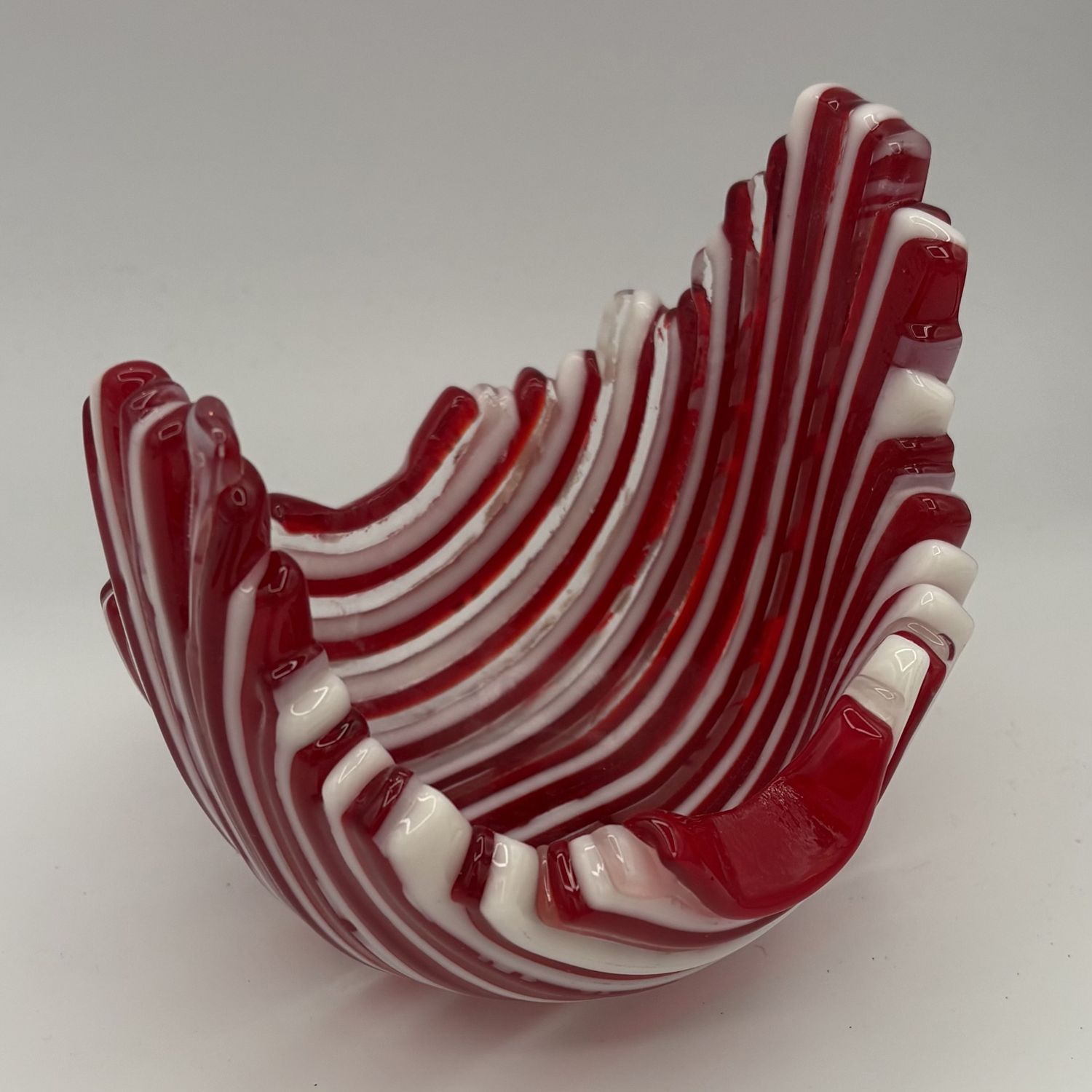 Duane Sparks, Fused Glass Drape, Red and White Stripes