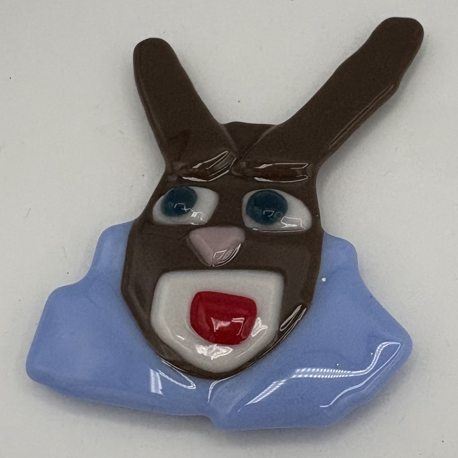 Mary Phofer, Fused Glass Magnet, Brown Bunny