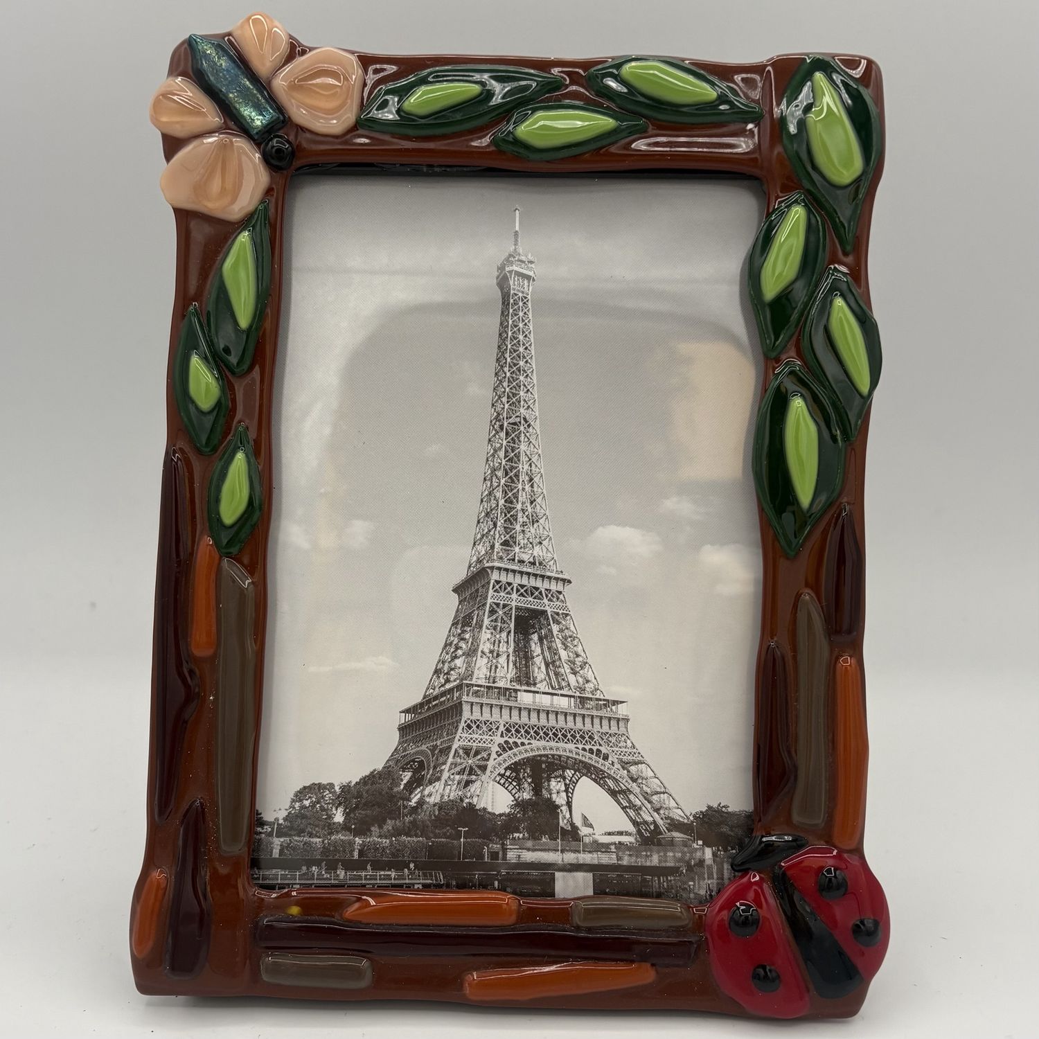 Melissa Jenkins, Fused Glass Frame, Ladybug and Butterfly