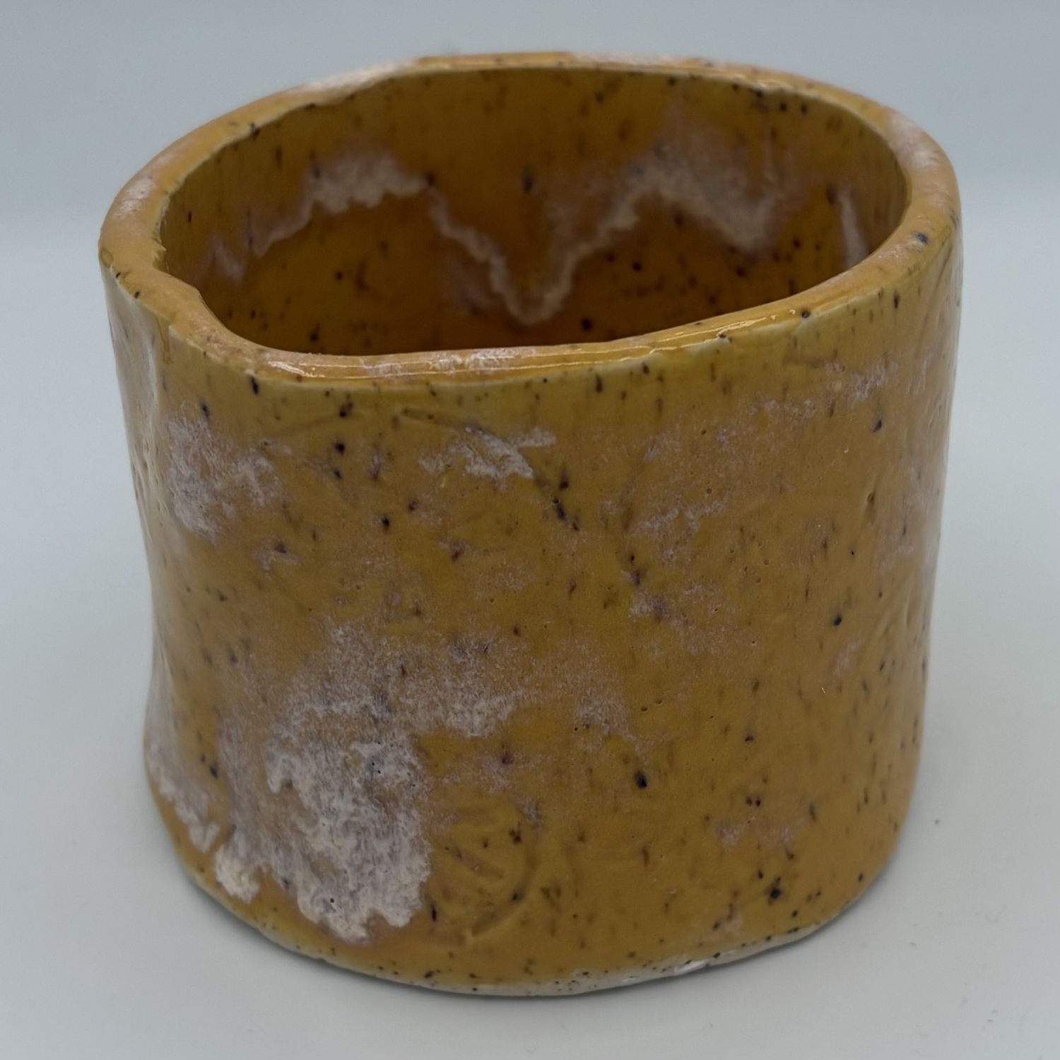Cassie Sullivan, Ceramic Container, Speckled Yellow and White Design