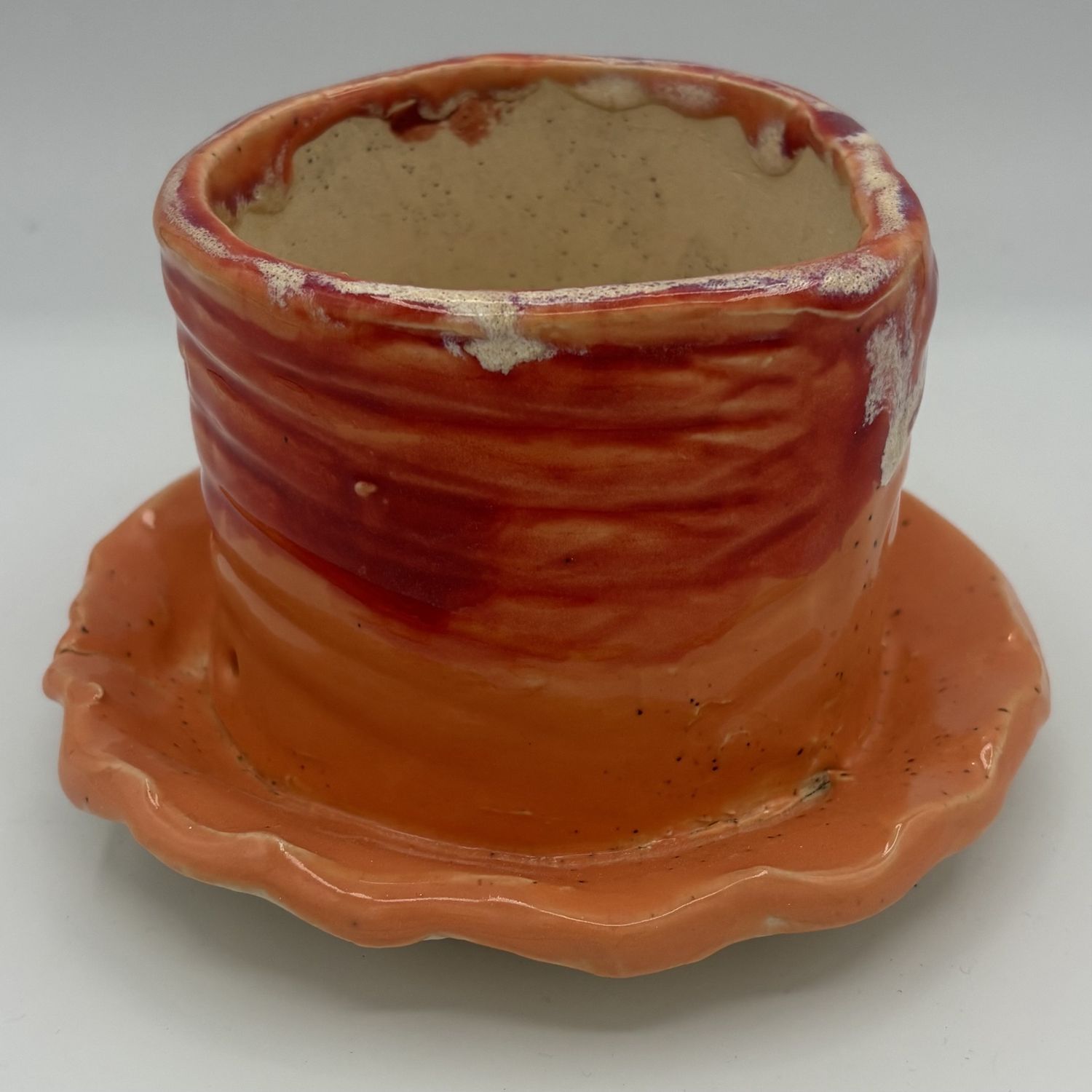 Amy Thompson, Ceramic Planter, Red and Orange Design