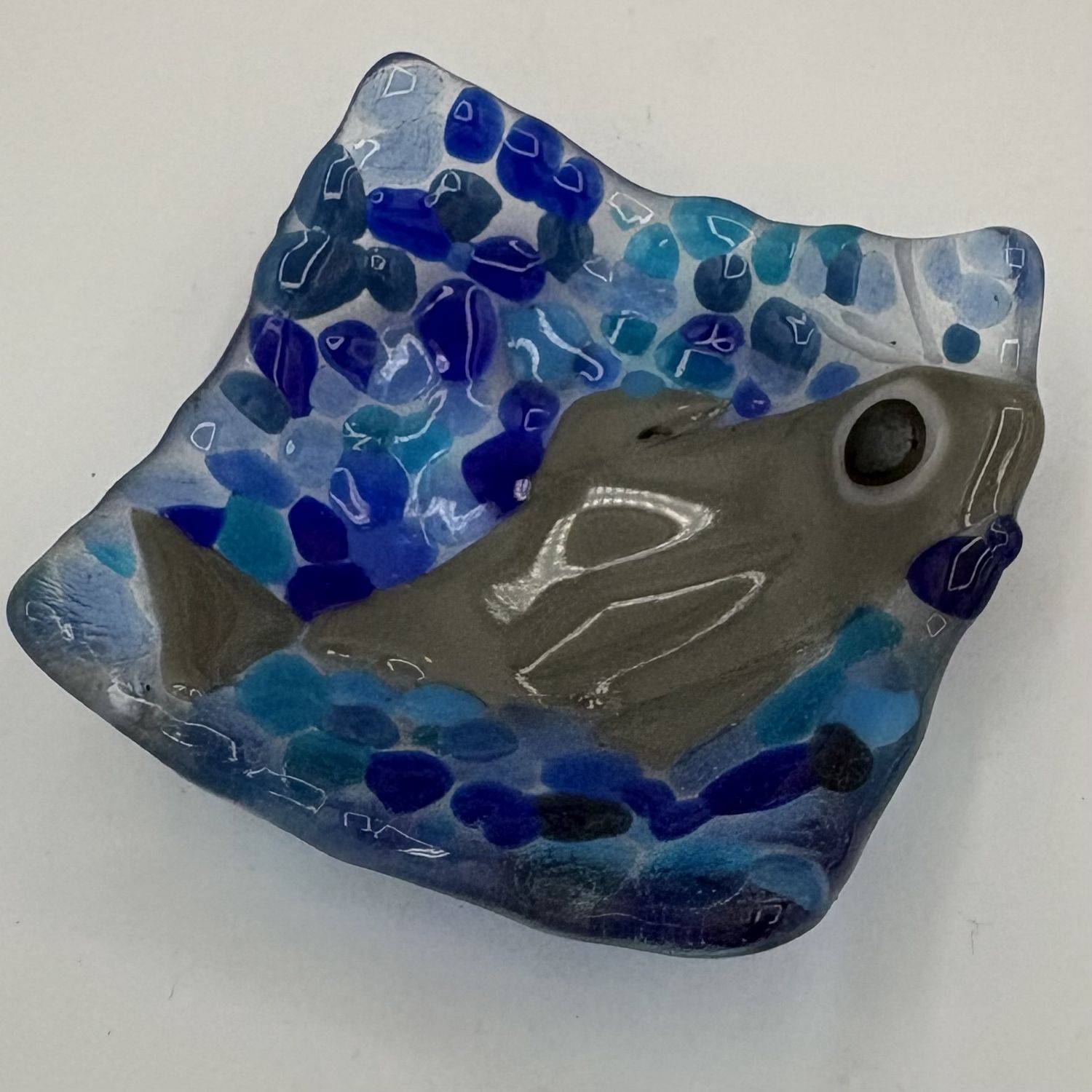 Alaina Weeks, Fused Glass Ring Dish, Grey Fish