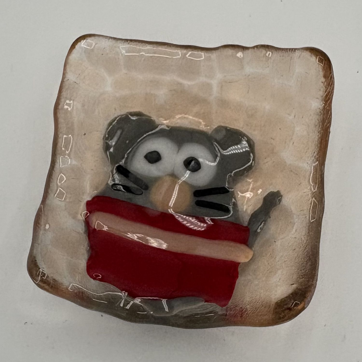 Annie Baxter, Fused Glass Ring Dish, Fashionable Mouse