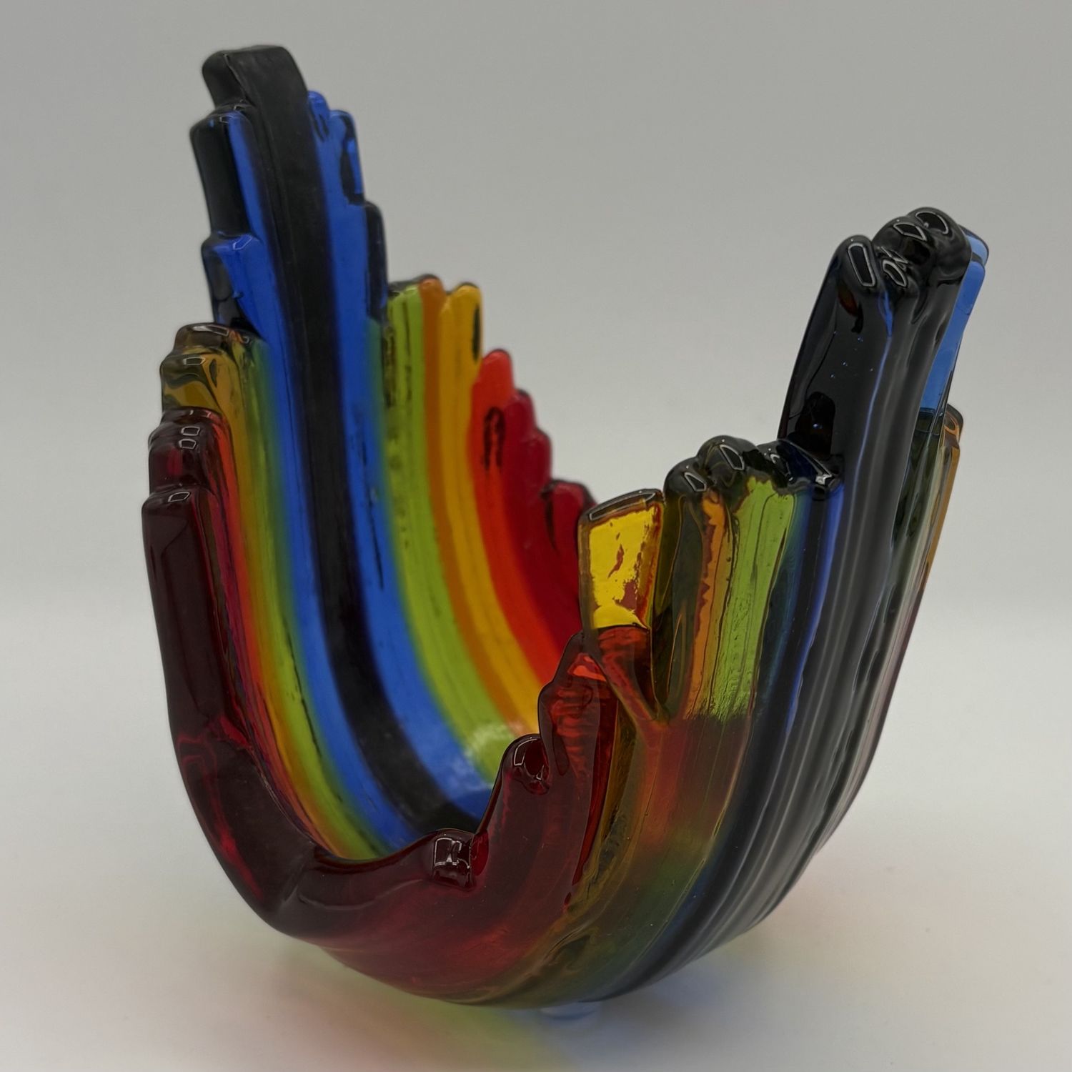 Tammy McCammon, Fused Glass Drape, Thick Rainbow Stripes