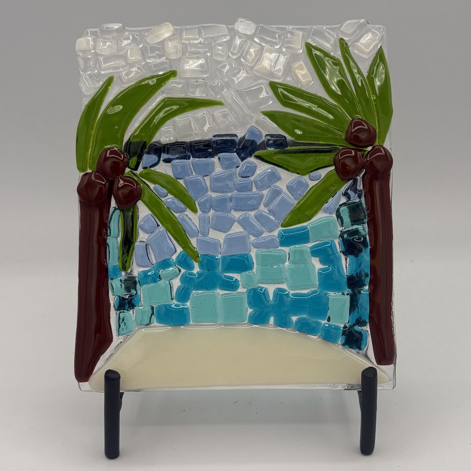 Jessica Bays, Fused Glass Stand Piece, Palm Trees