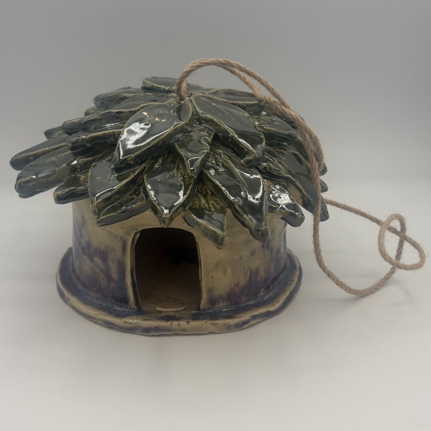 Amy Thompson, Ceramic Bird House, Leafy Roof