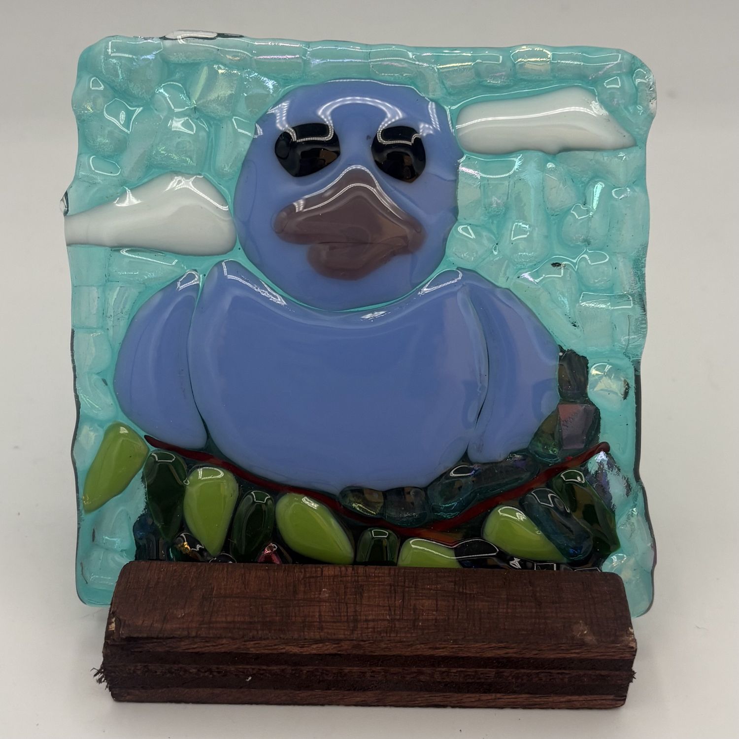 Tiffany Jameson, Fused Glass Stand Piece, Blue Duck
