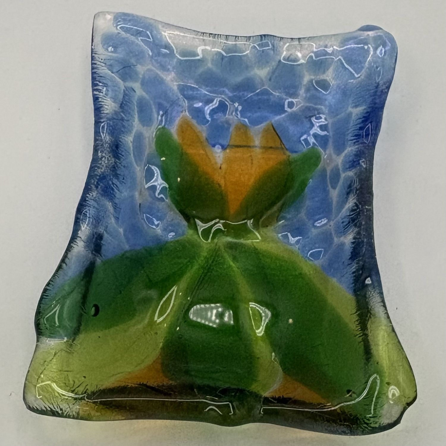 Annie Baxter, Fused Glass Soap Dish, Yellow Flower