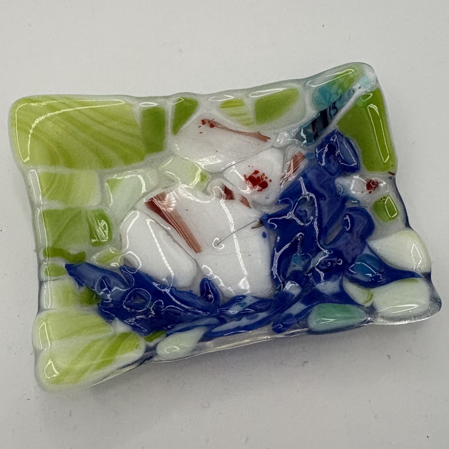 Christina Hanes, Fused Glass Soap Dish, Colorful Chunks
