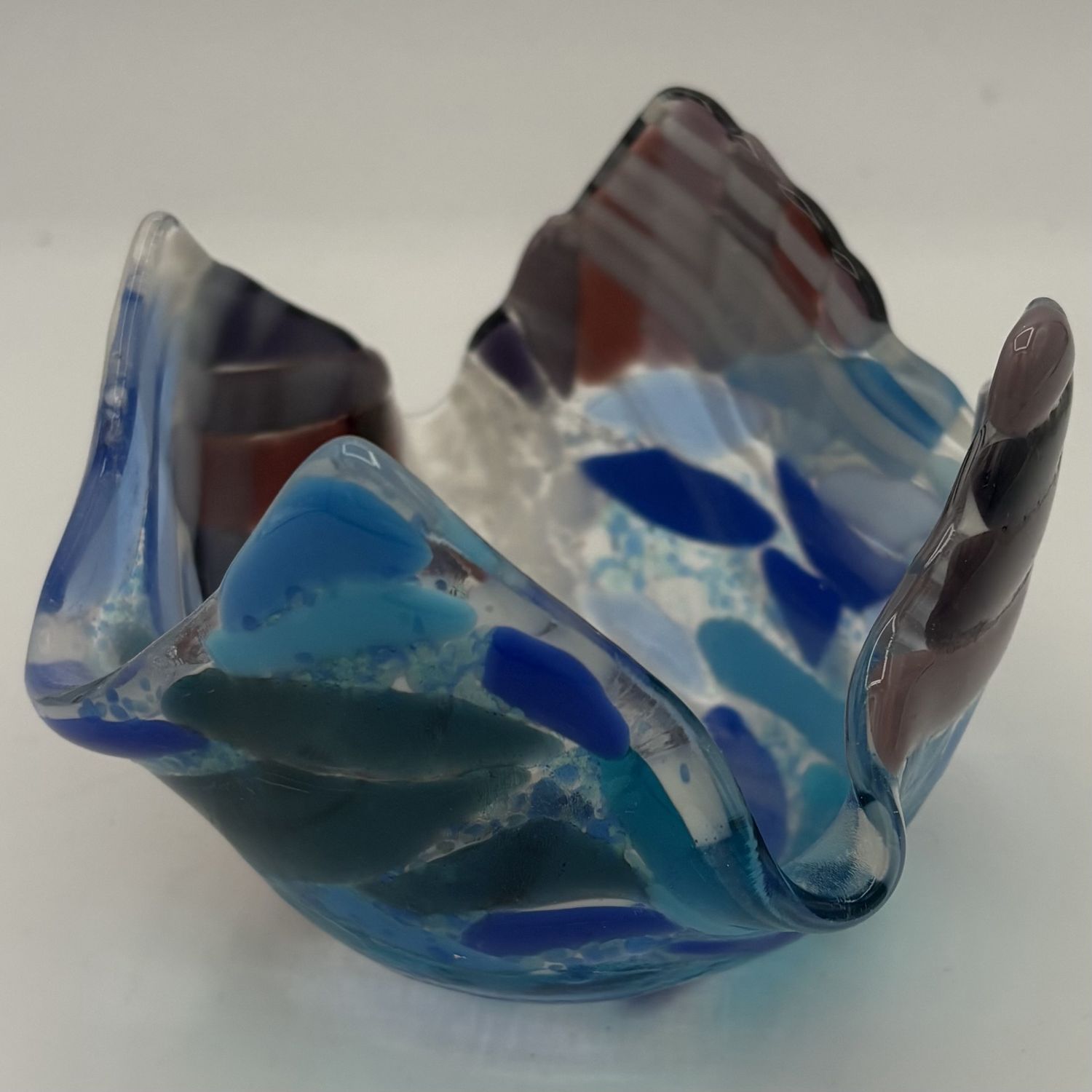 Gabby Adams-Hubbard, Fused Glass Drape, Blue and Purple Streaks