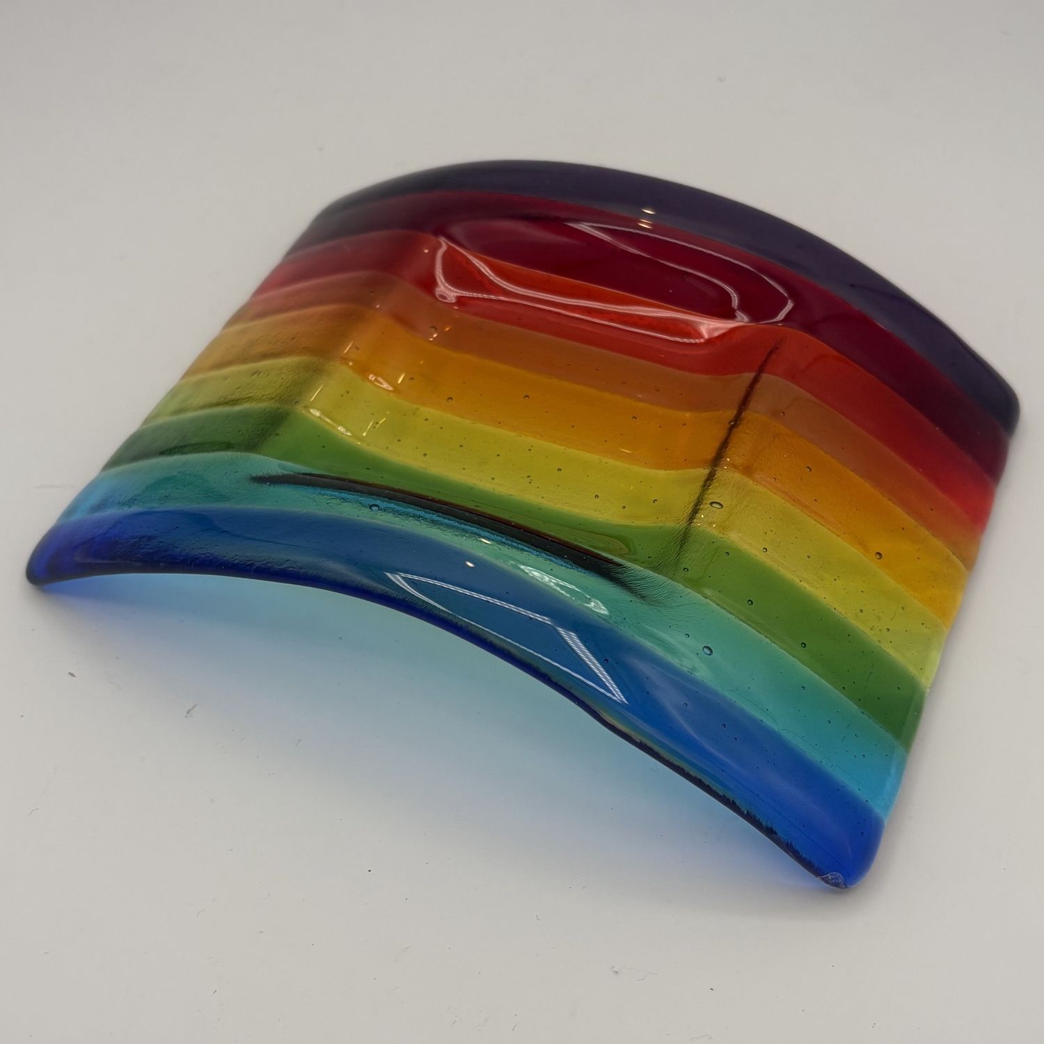 Lori Lefferts, Fused Glass Dish, Rainbow Arch