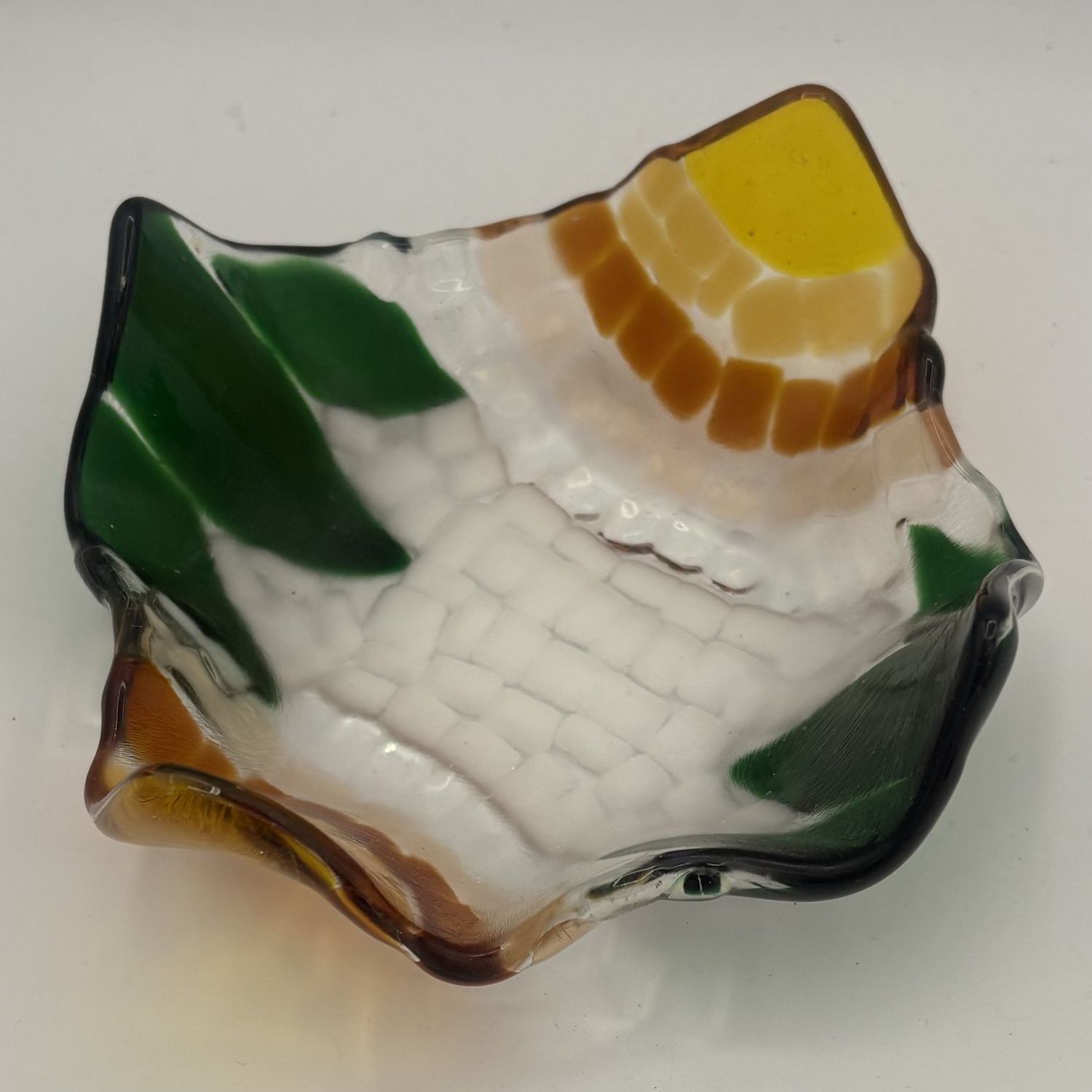 Erin Williams, Fused Glass Drape, White and Yellow Flowers