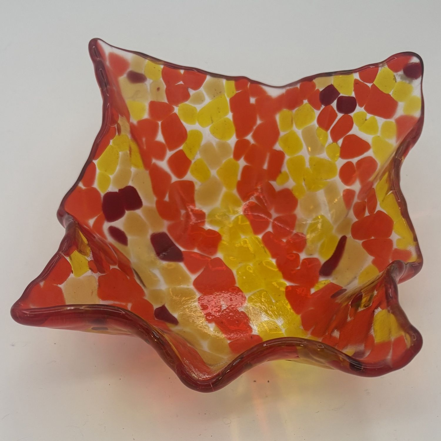 Alaina Weeks, Fused Glass Drape, Warm-Toned Chunks