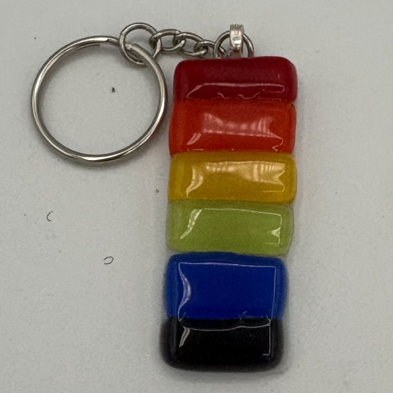 Tammy McCammon, Fused Glass Keychain, Rainbow Stripes