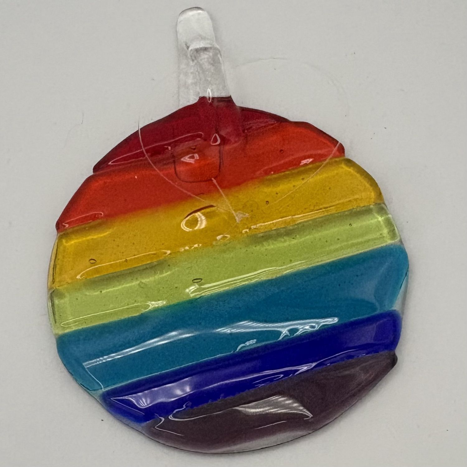 Olivia Yost, Fused Glass Suncatcher, Rainbow Stripes