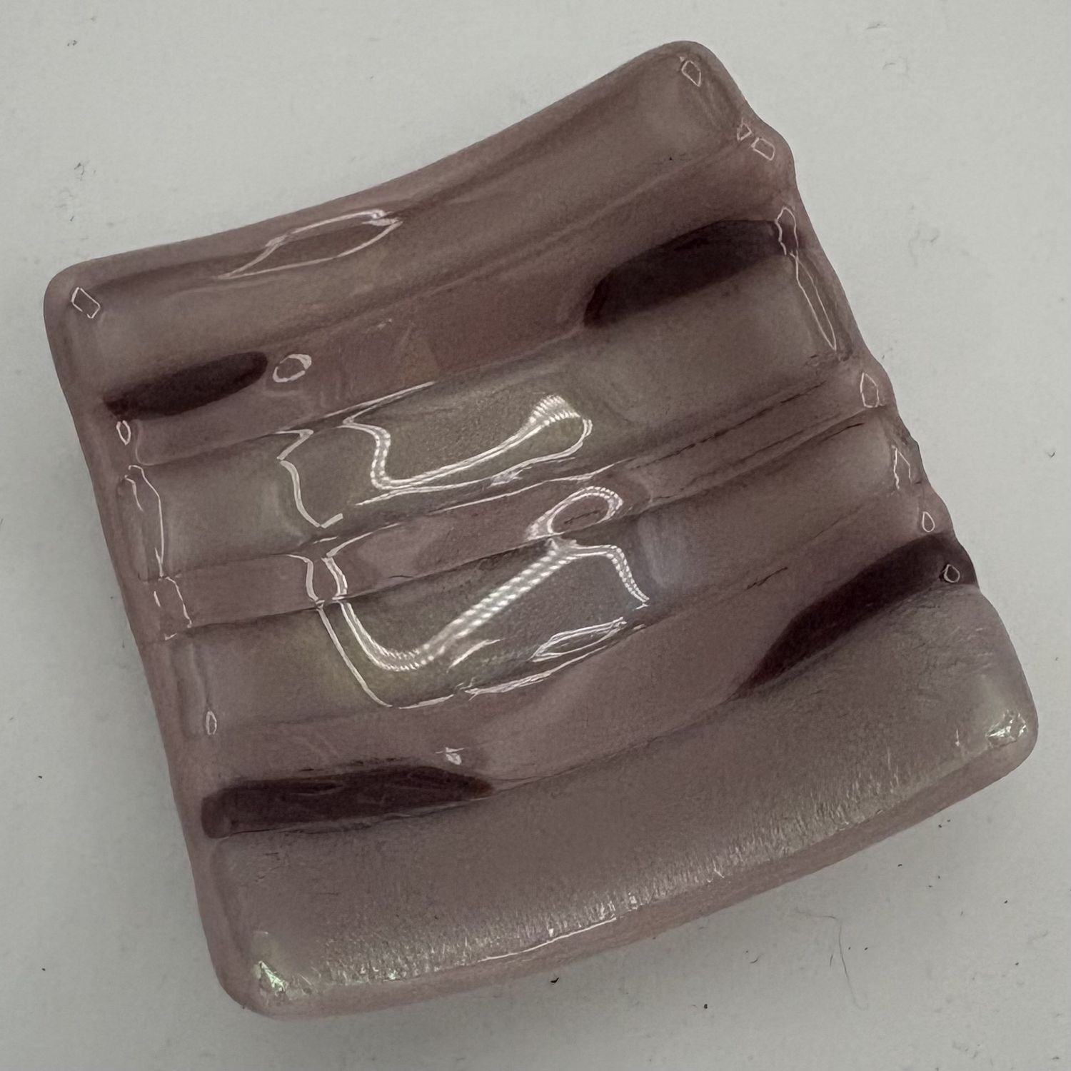 Duane Sparks, Fused Glass Ring Dish, Soft Purple Lines