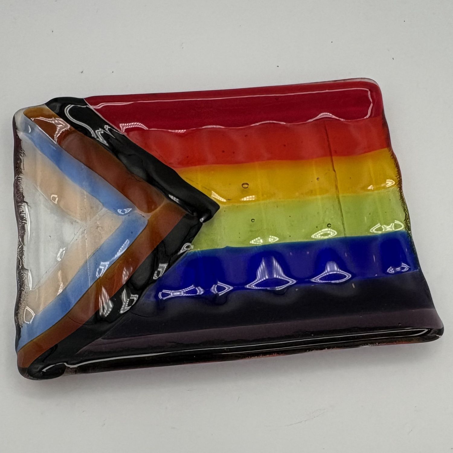 Breanna Allmandinger, Fused Glass Dish, Rainbow Flag