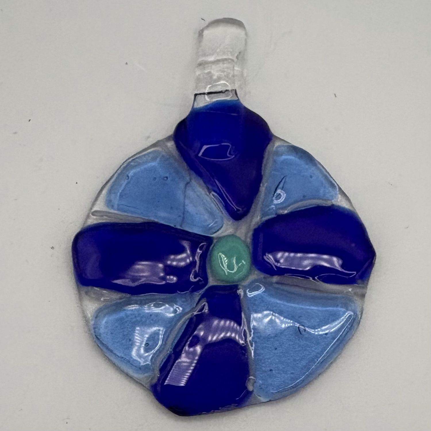 Michael Smith, Fused Glass Suncatcher, Blue Flower