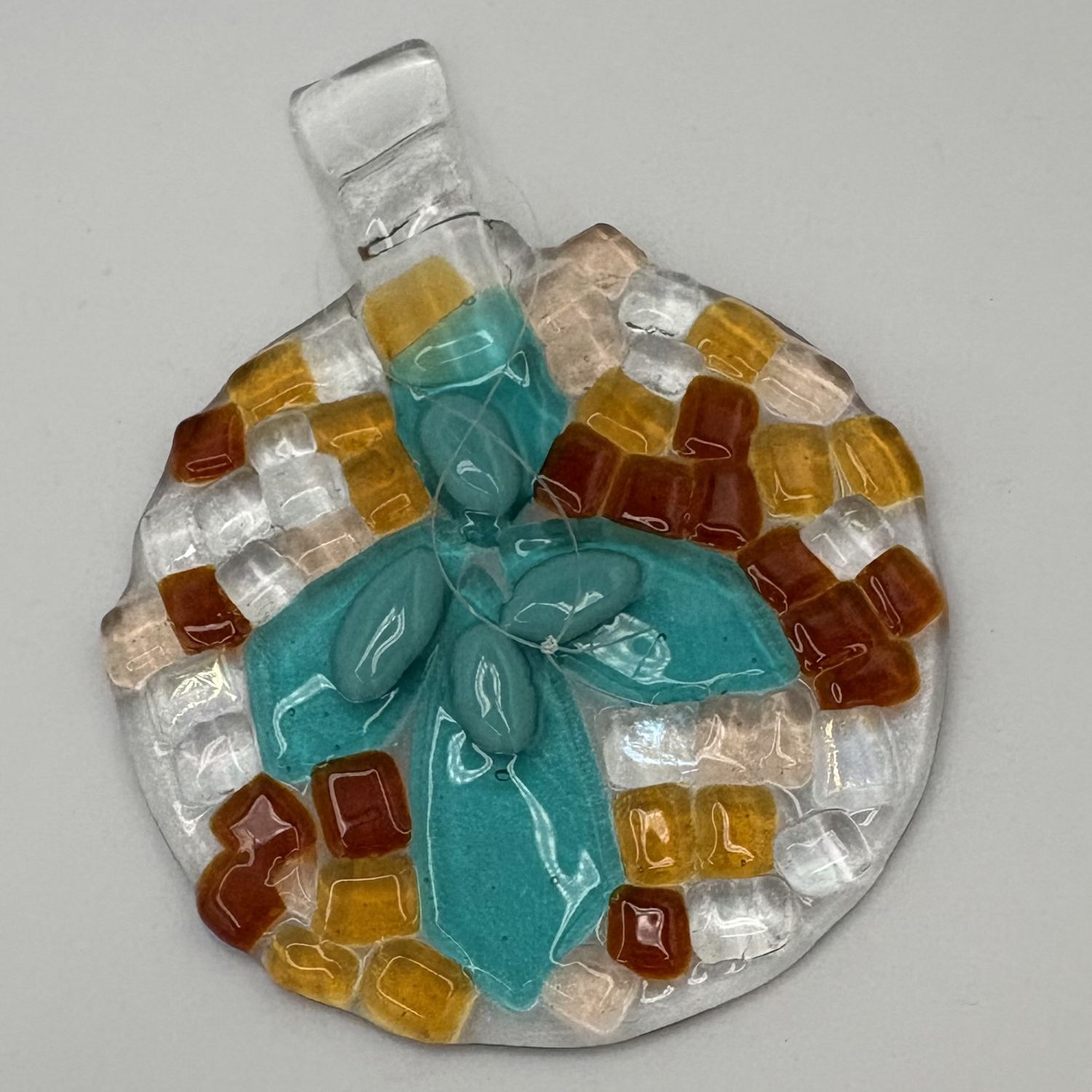 Melissa Powell, Fused Glass Suncatcher, Blue Flower