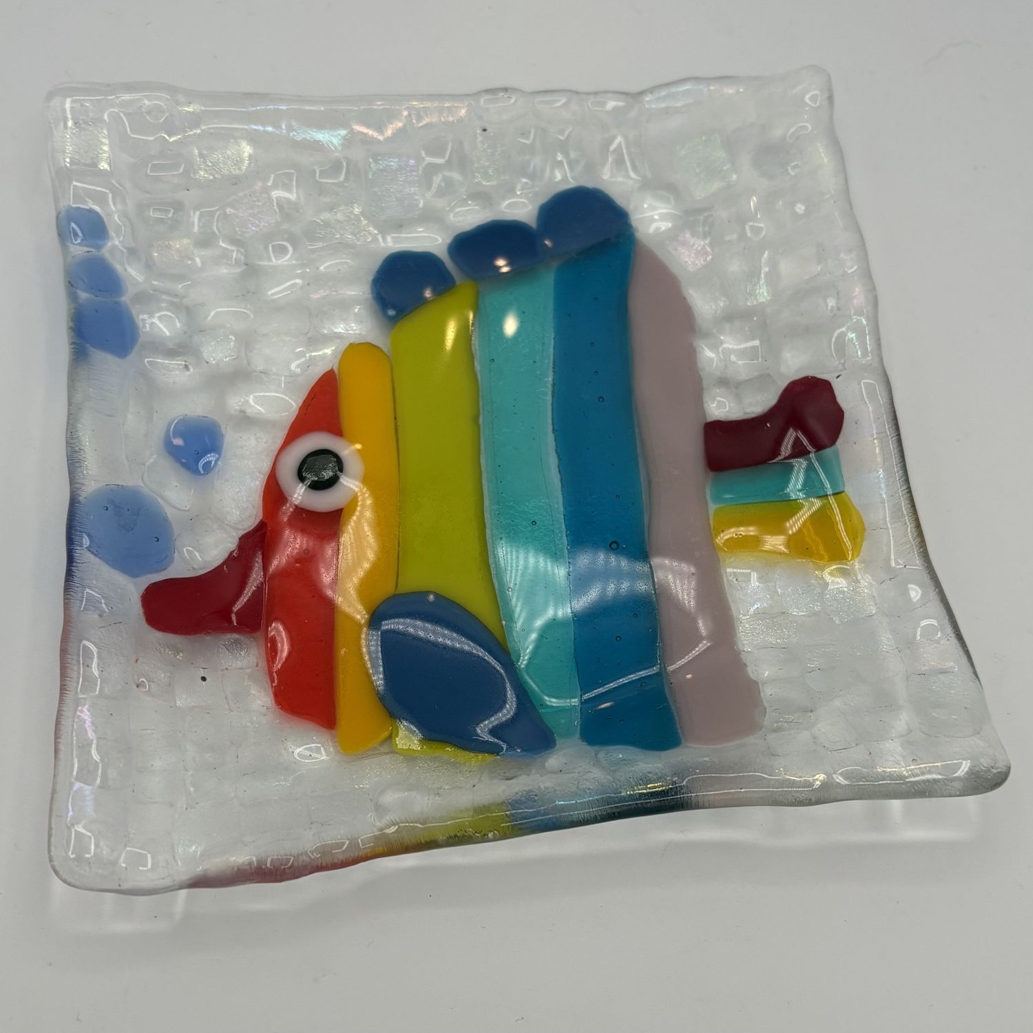 Meredith Bokeno, Fused Glass Dish, Rainbow Fish