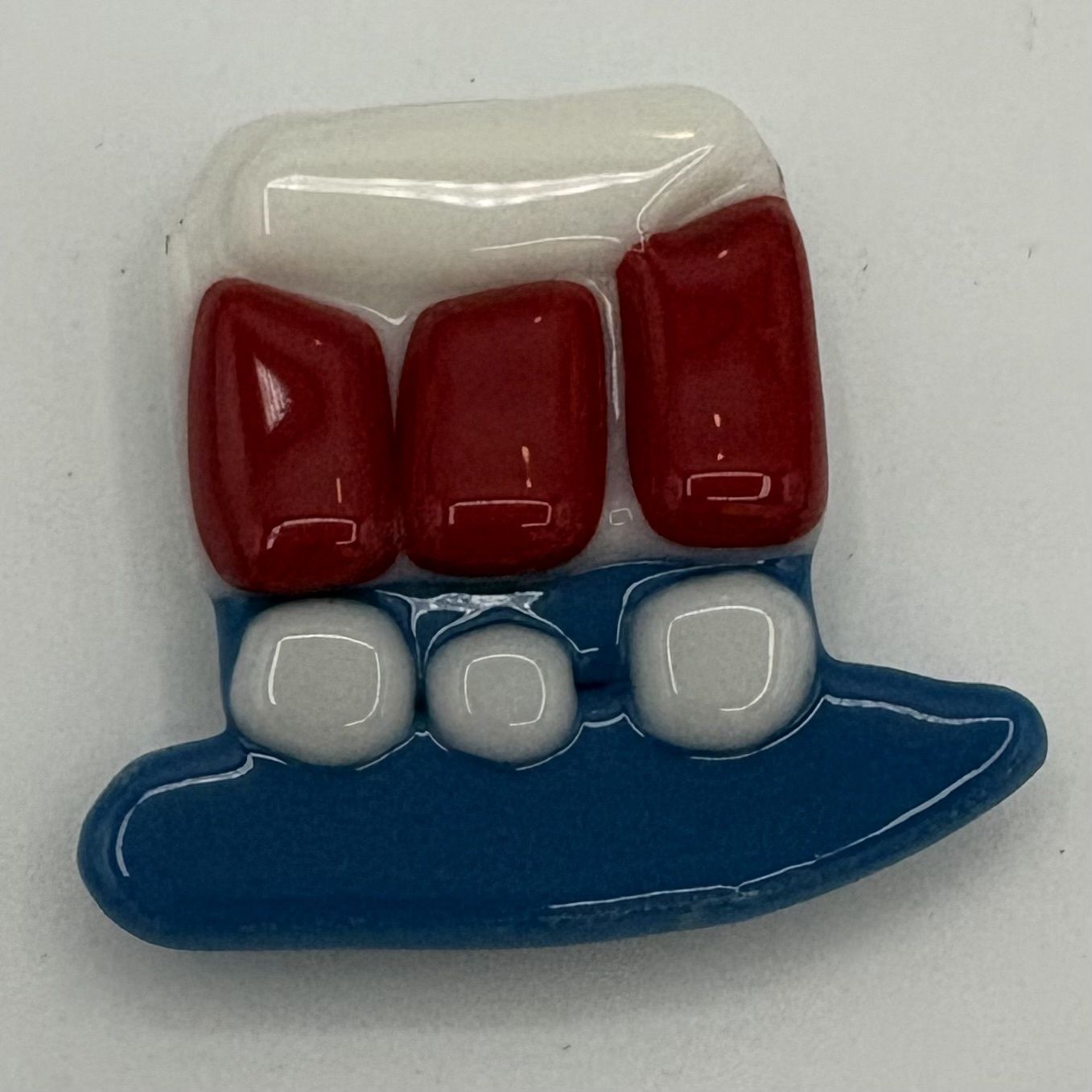 Mallory Miller, Fused Glass Magnet, Patriotic Hat