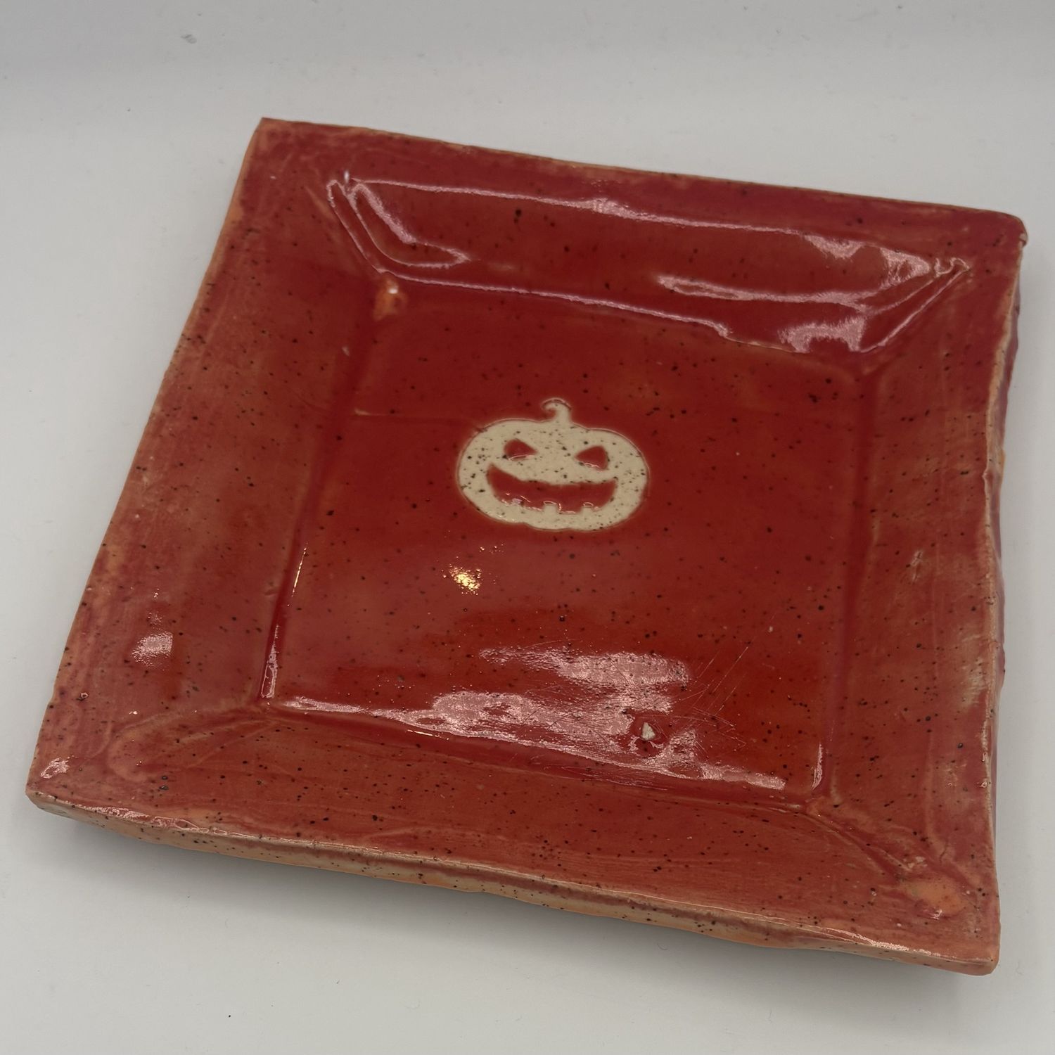 Bobbie Jo Robinson, Ceramic Plate, Speckled Pumpkin Design
