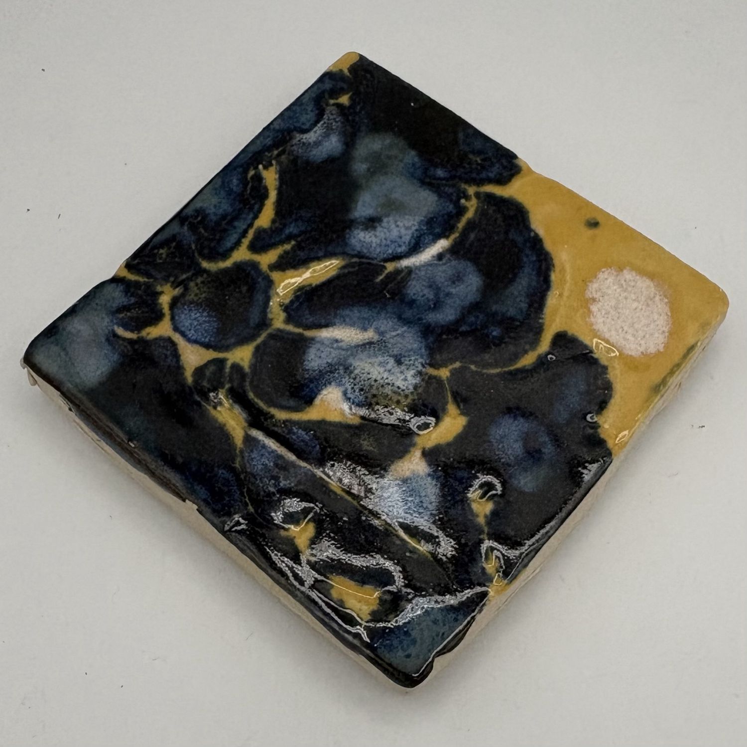 Tiffany Jameson, Ceramic Coaster, Blue and Yellow Design 3