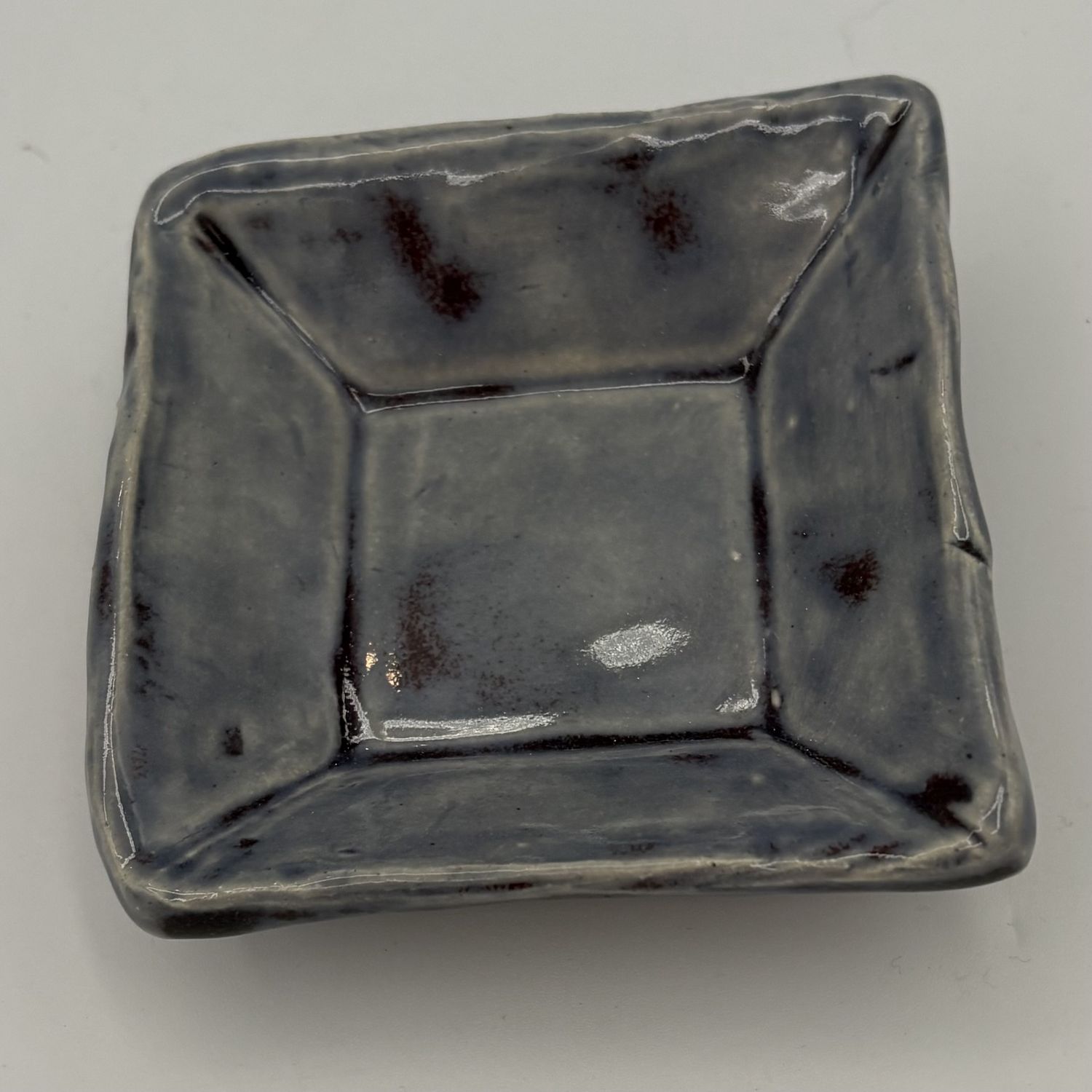 Mallory Miller, Ceramic Ring Dish, Bluish Grey with Purple Spots