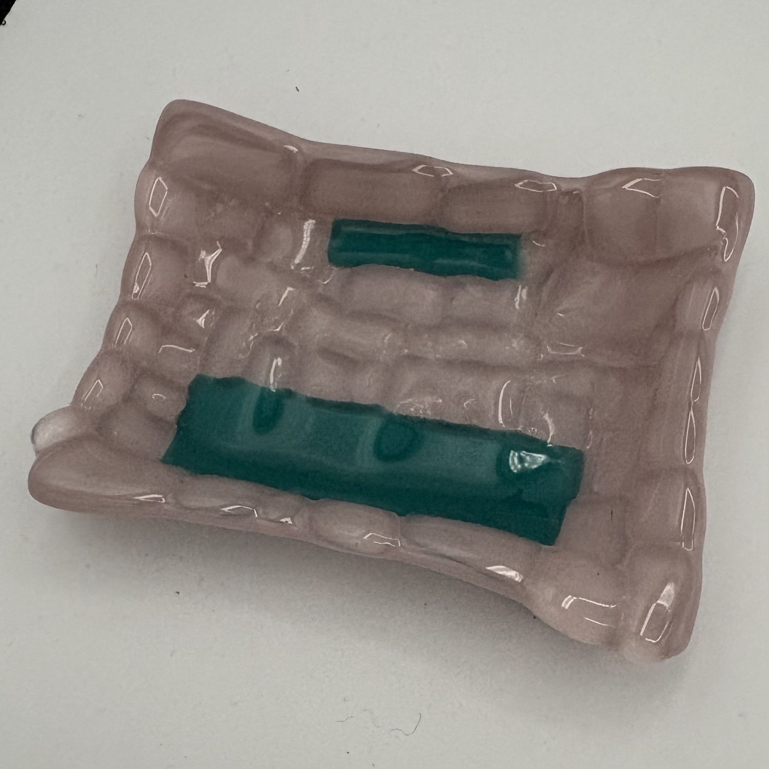 Gabby Adams-Hubbard, Fused Glass Soap Dish, Purple and Teal Design