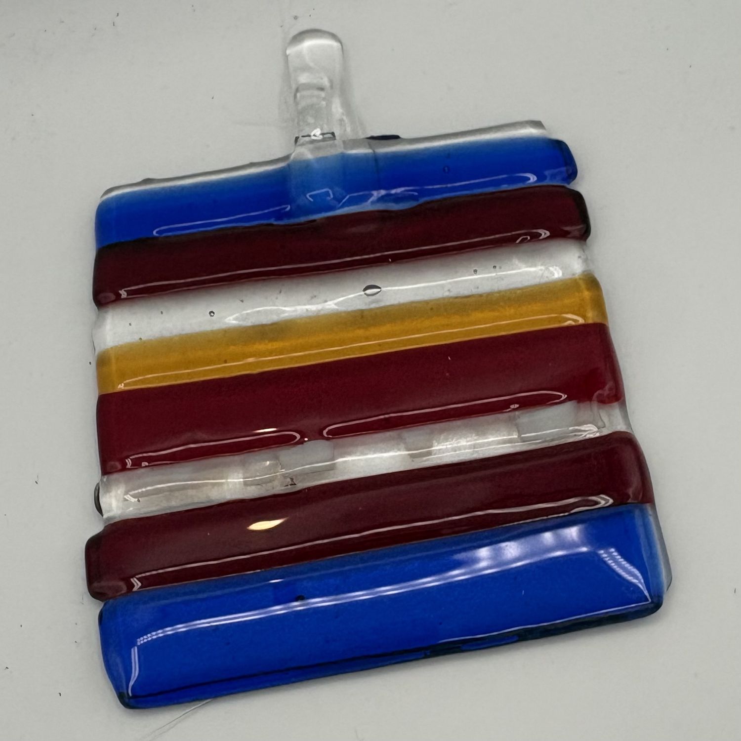 Jody Mann, Fused Glass Suncatcher, Primary-Colored Stripes