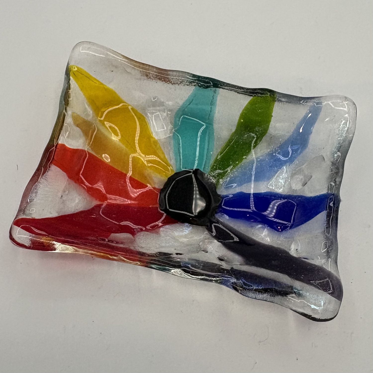Jordan Lawson, Fused Glass Soap Dish, Rainbow Burst