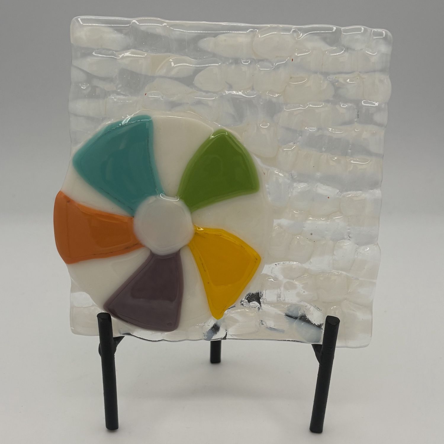 Rebecca Zareski, Fused Glass Stand Piece, Colorful Beach Ball