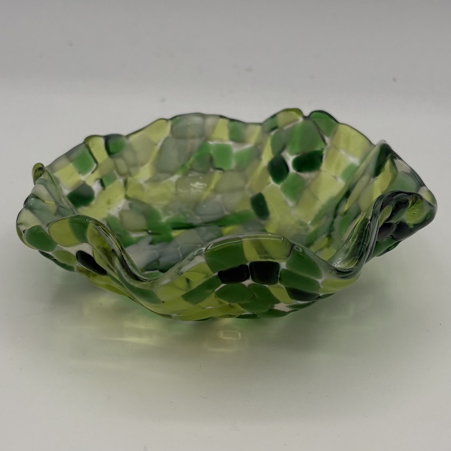 Melissa Powell, Fused Glass Drape, Green Chunks