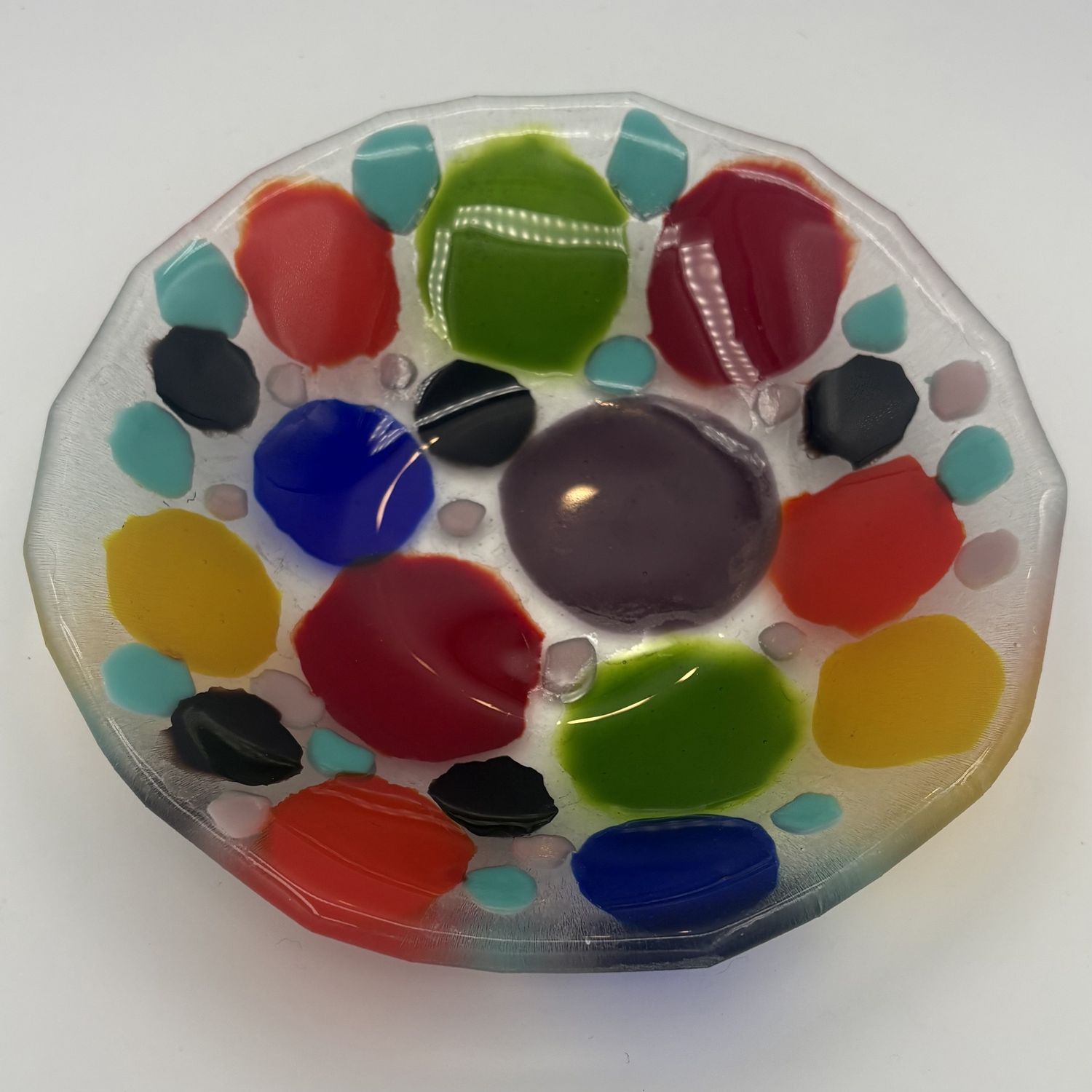 David Campbell, Fused Glass Bowl, Rainbow Circles