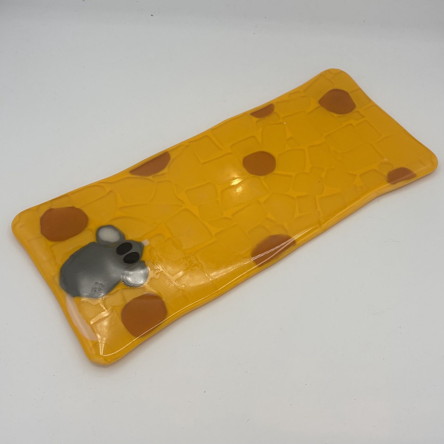 David Patrick, Fused Glass Cheese Tray, Hungry Mouse
