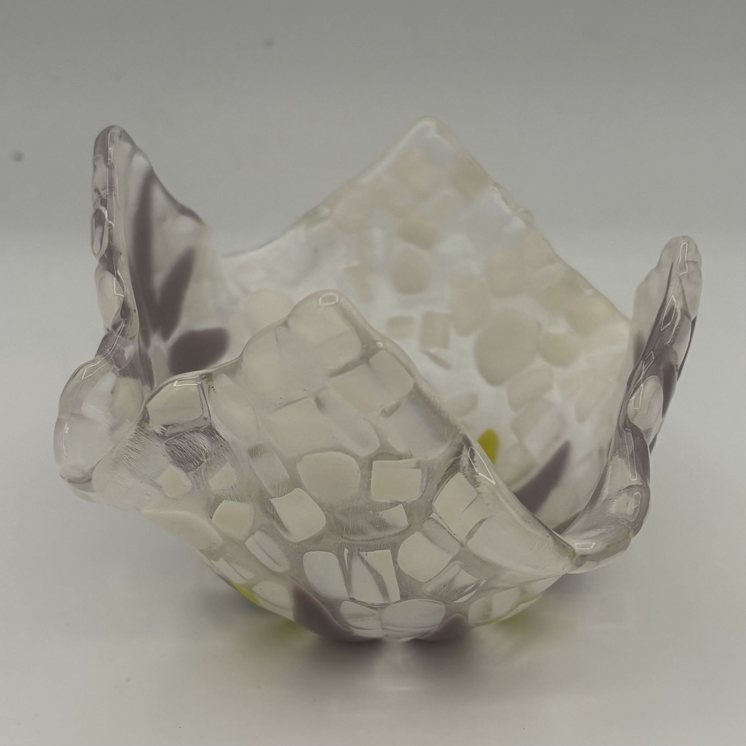 Lori Lefferts, Fused Glass Drape, Purple Flowers