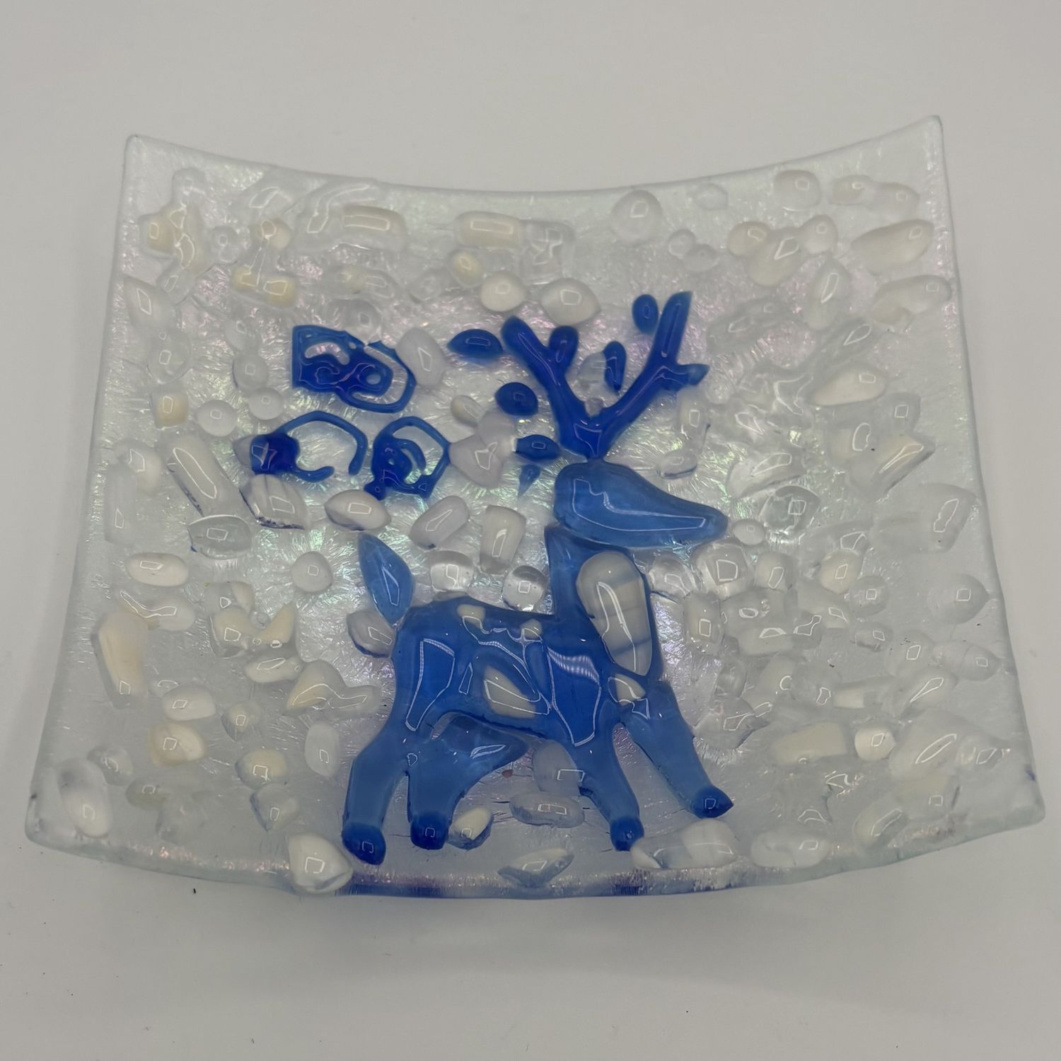 Dionysia Sanchez, Fused Glass Dish, Winter Deer