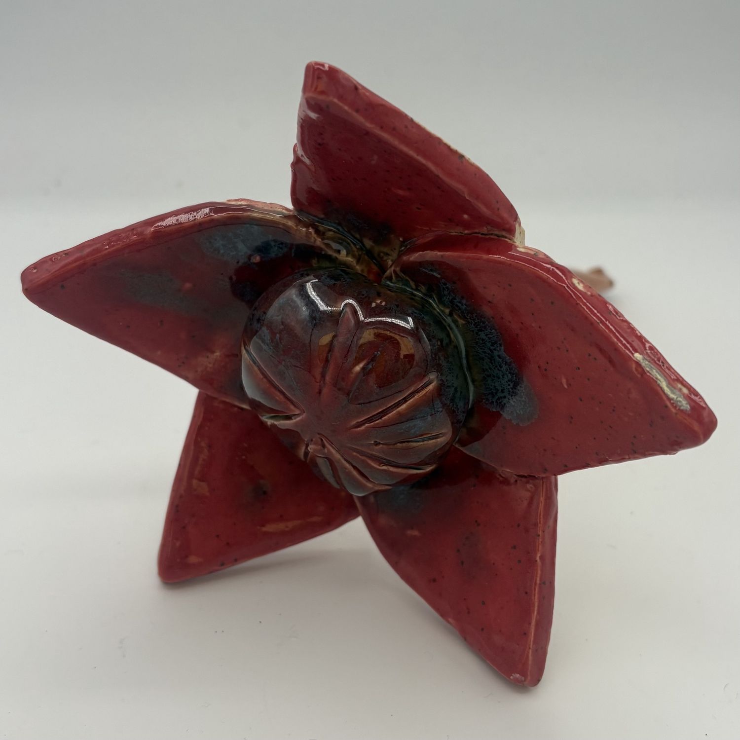 Katie Albers, Ceramic Garden Stake, Red Flower