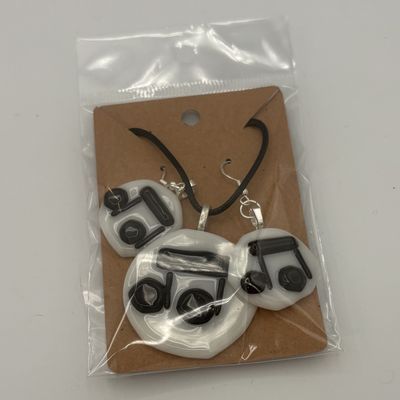 Cassie Sullivan, Fused Glass Jewelry Set, Music Notes