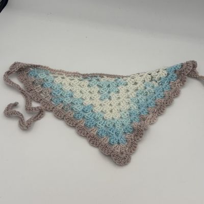Kathleen Honeycutt, Crochet Bandana, Pink, Blue and White Design 3