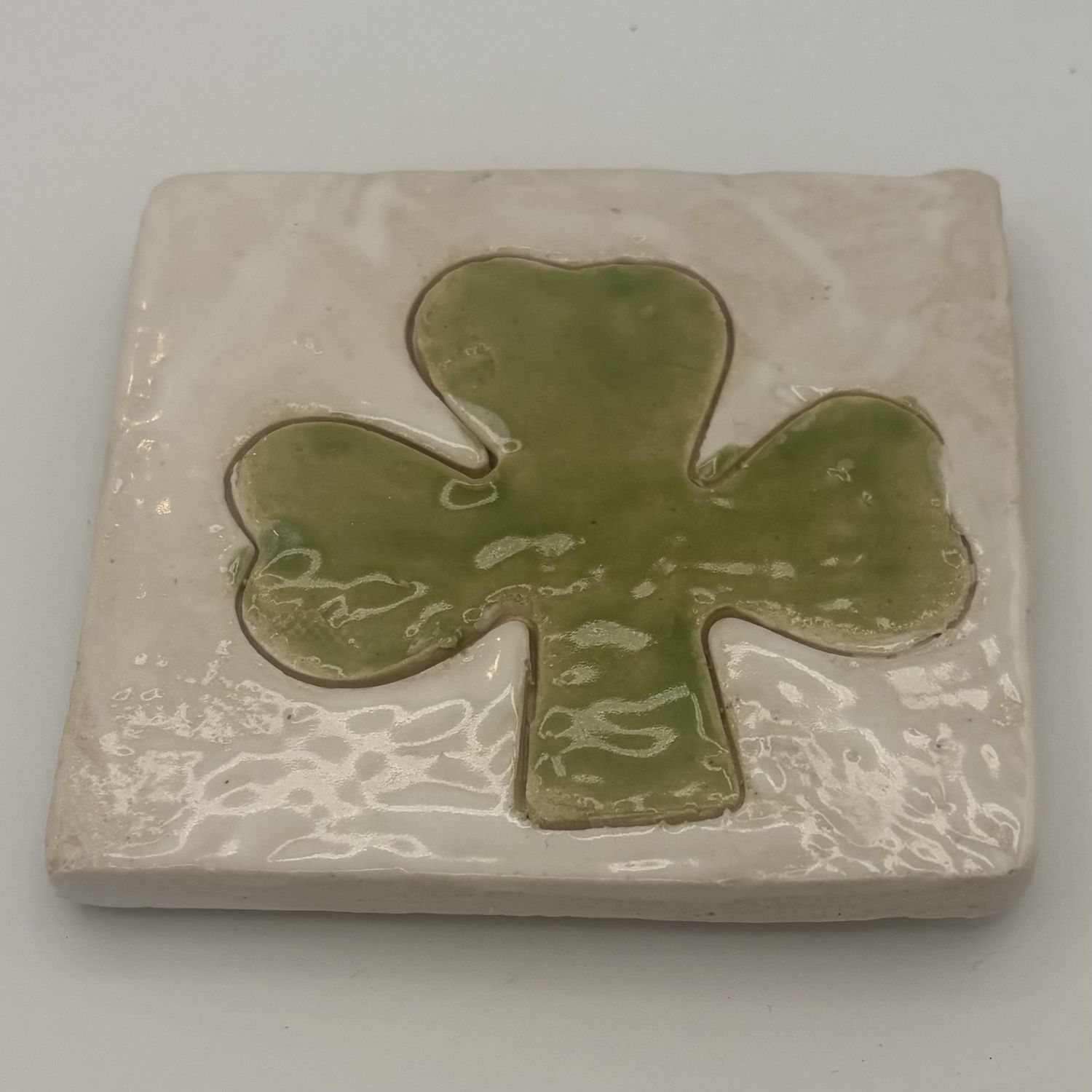 Bobbie Jo Robinson, Ceramic Coaster, Three Leaf Clover 1