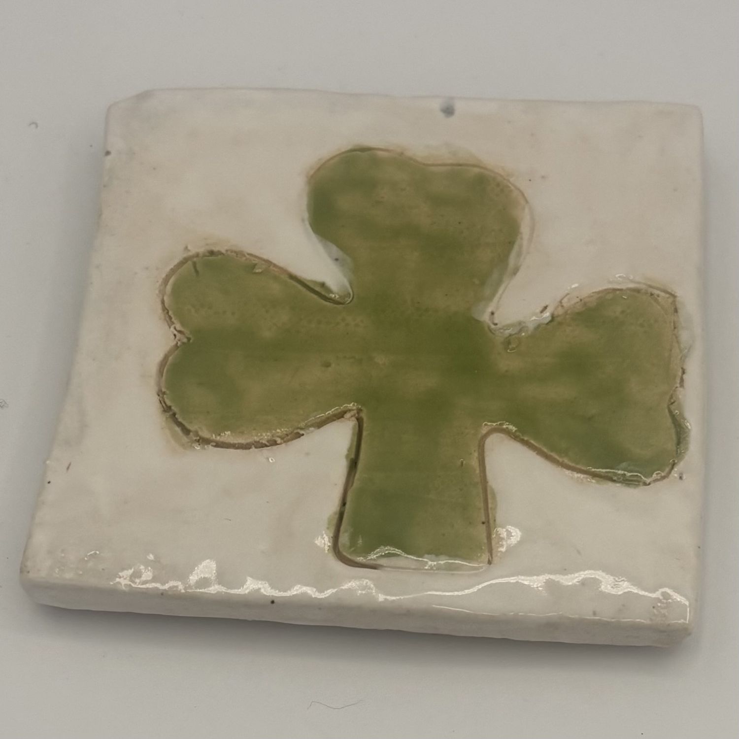 Bobbie Jo Robinson, Ceramic Coaster, Three Leaf Clover 2