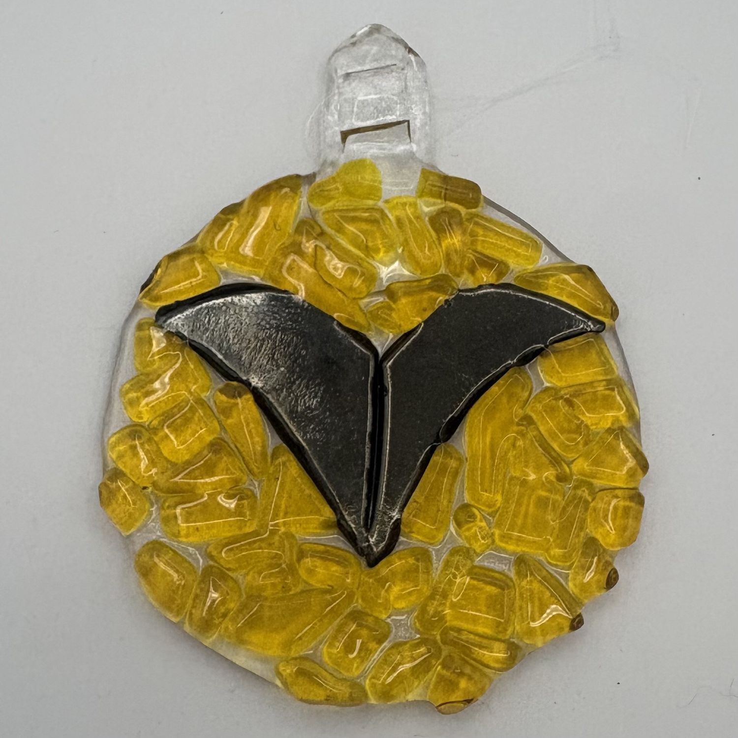 Michael Smith, Fused Glass Suncatcher, Bat on Yellow Background